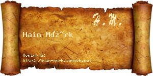Hain Márk névjegykártya